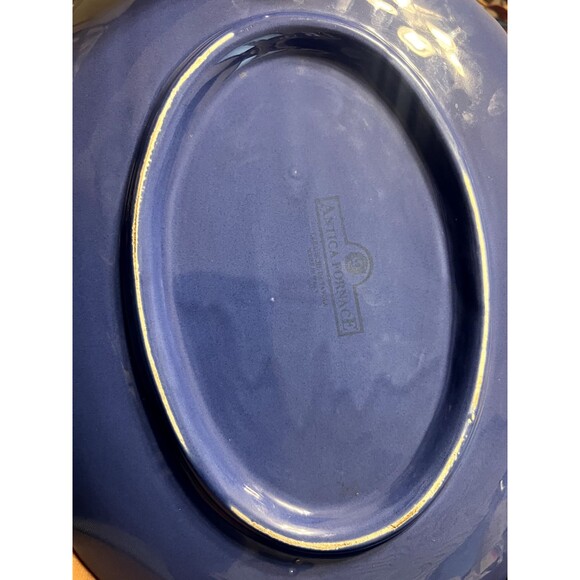 Large Blue Ceramic Antica Fornace Ceramiche da Tavola Serving Oval Platter  Used - Picture 10 of 11